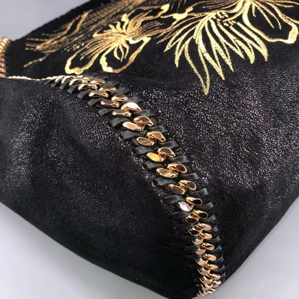 Stella McCartney 2018 Falabella Volcano Embroidered Tote Black Gold - Picture 9 of 15